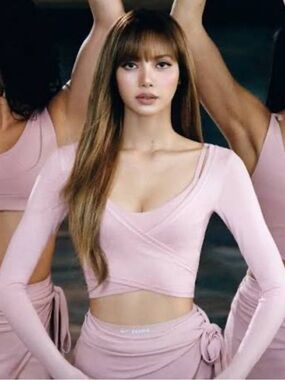 Skims x Nike Long-Sleeve Wrap Crop Top in Light Pink